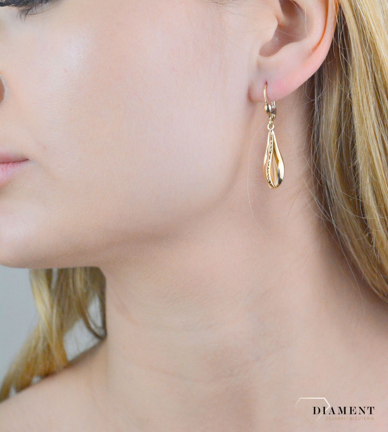 Kolczyki złote łezki wiszące próba 375, KL 7099 375.jpg